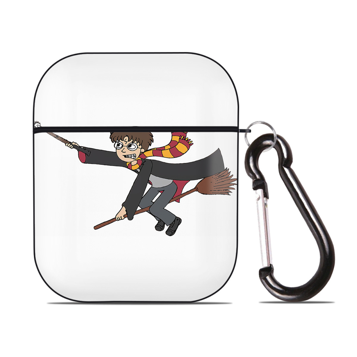 （画像用） Harry Potter ハリー・ポッターシリーズ AirPods 第2世代保護ケース ハードシェル ブラック 耐衝撃・防指紋・カラビナ付き