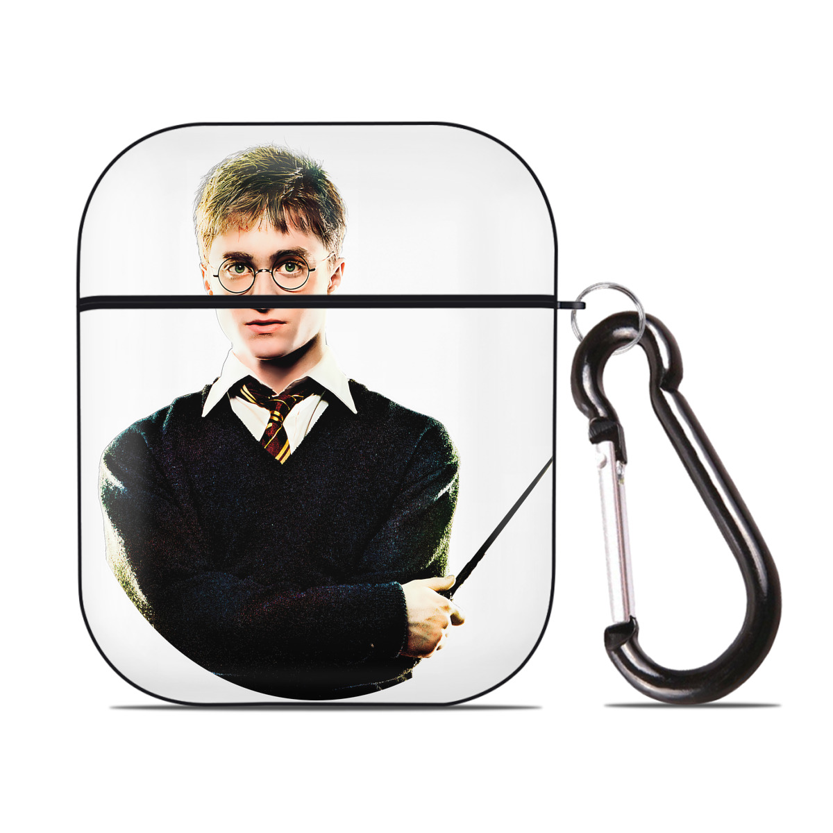 （画像用） Harry Potter ハリー・ポッターシリーズ AirPods 第2世代保護ケース ハードシェル ブラック 耐衝撃・防指紋・カラビナ付き