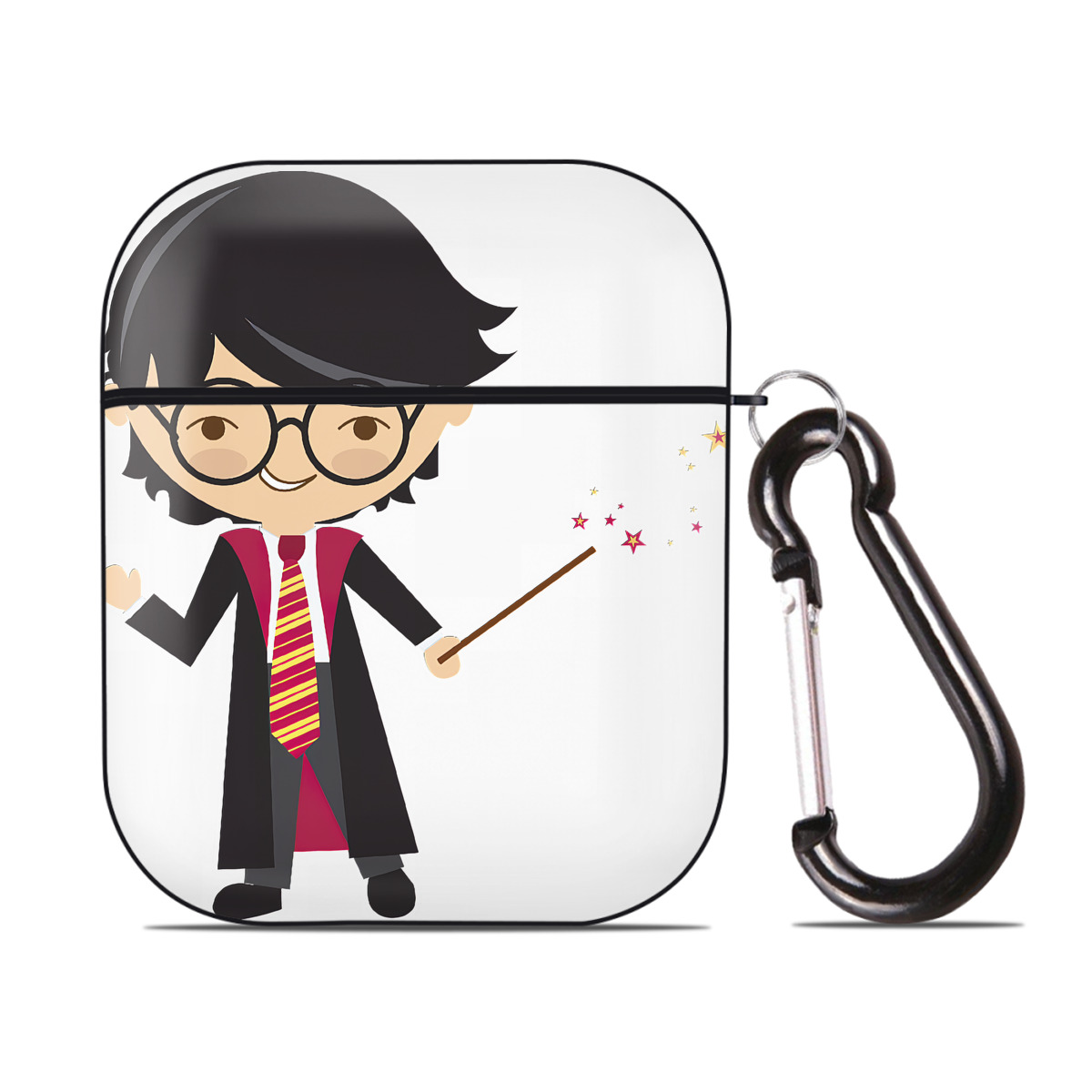 （画像用） Harry Potter ハリー・ポッターシリーズ AirPods 第2世代保護ケース ハードシェル ブラック 耐衝撃・防指紋・カラビナ付き