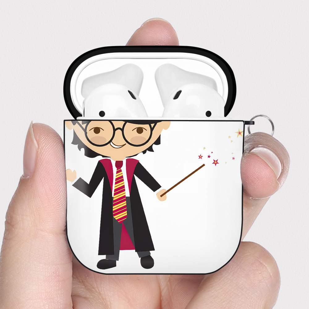（画像用） Harry Potter ハリー・ポッターシリーズ AirPods 第2世代保護ケース ハードシェル ブラック 耐衝撃・防指紋・カラビナ付き