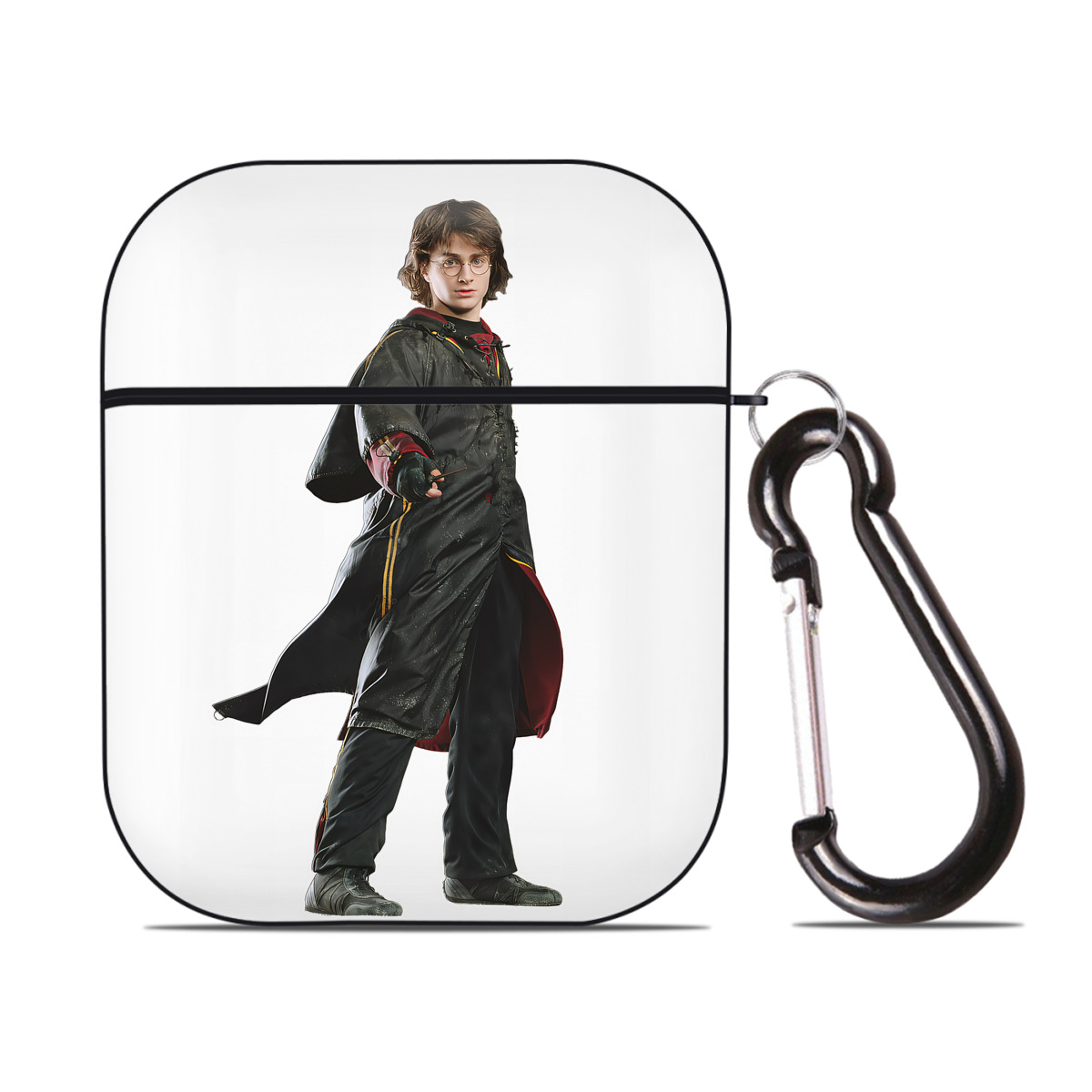 （画像用） Harry Potter ハリー・ポッターシリーズ AirPods 第2世代保護ケース ハードシェル ブラック 耐衝撃・防指紋・カラビナ付き
