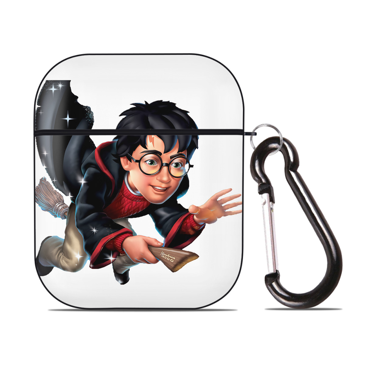 （画像用） Harry Potter ハリー・ポッターシリーズ AirPods 第2世代保護ケース ハードシェル ブラック 耐衝撃・防指紋・カラビナ付き