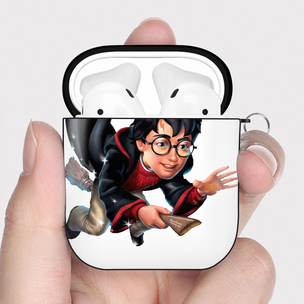 （画像用） Harry Potter ハリー・ポッターシリーズ AirPods 第2世代保護ケース ハードシェル ブラック 耐衝撃・防指紋・カラビナ付き