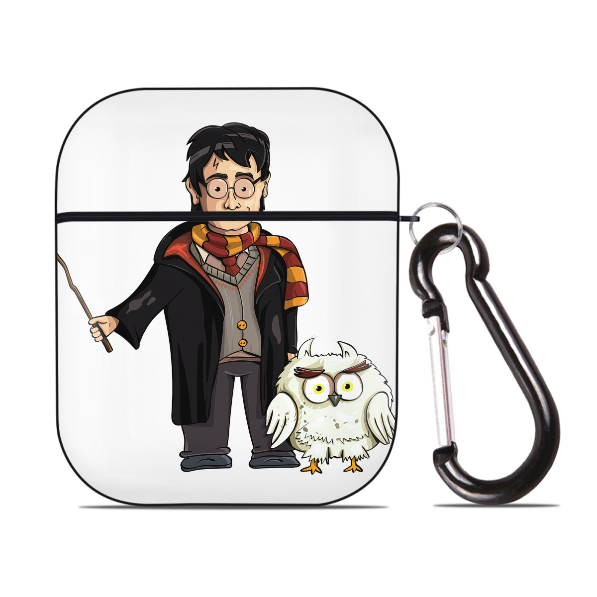 （画像用） Harry Potter ハリー・ポッターシリーズ AirPods 第2世代保護ケース ハードシェル ブラック 耐衝撃・防指紋・カラビナ付き