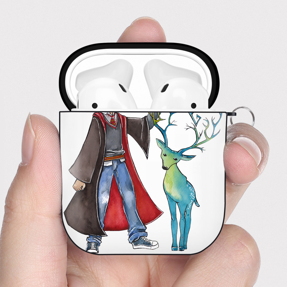 （画像用） Harry Potter ハリー・ポッターシリーズ AirPods 第2世代保護ケース ハードシェル ブラック 耐衝撃・防指紋・カラビナ付き