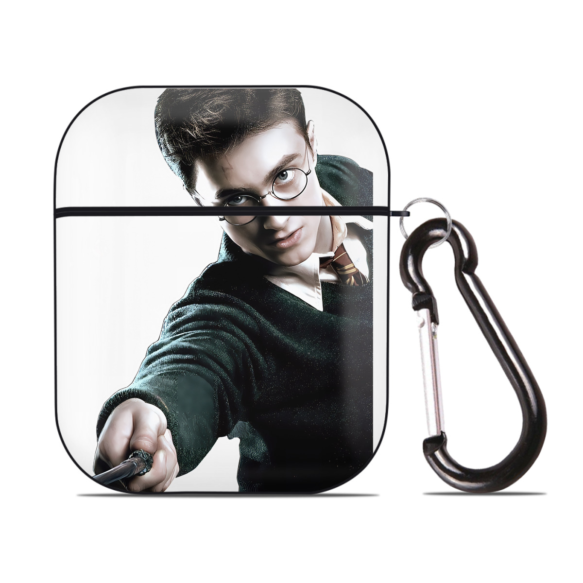 （画像用） Harry Potter ハリー・ポッターシリーズ AirPods 第2世代保護ケース ハードシェル ブラック 耐衝撃・防指紋・カラビナ付き