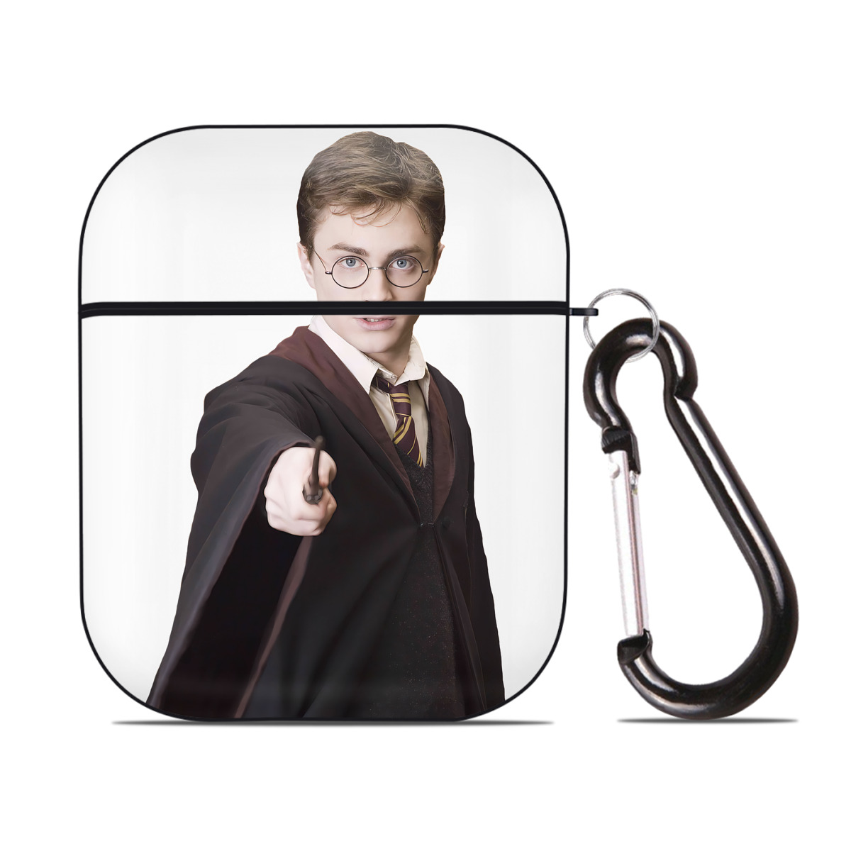 （画像用） Harry Potter ハリー・ポッターシリーズ AirPods 第2世代保護ケース ハードシェル ブラック 耐衝撃・防指紋・カラビナ付き