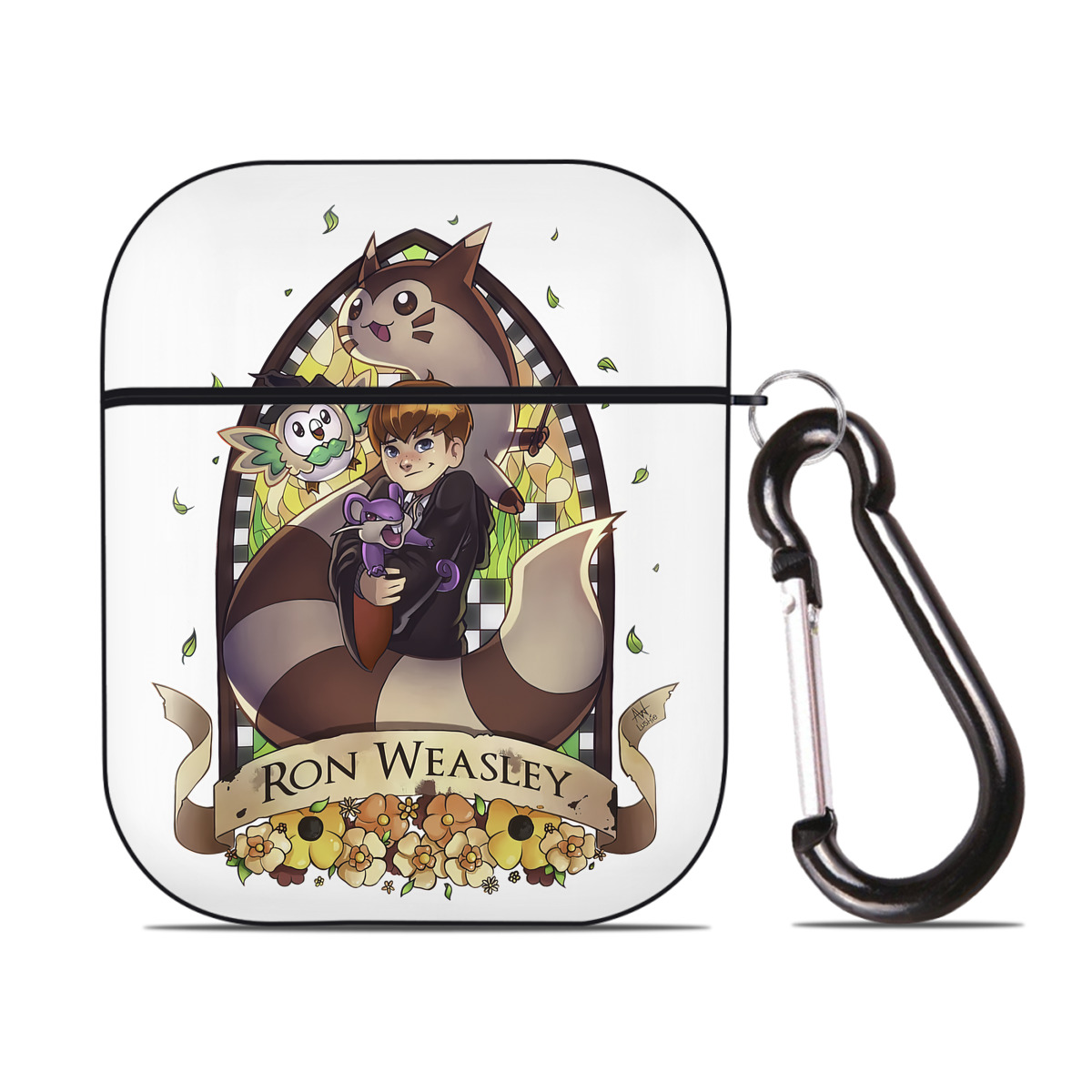 （画像用） Harry Potter ハリー・ポッターシリーズ AirPods 第2世代保護ケース ハードシェル ブラック 耐衝撃・防指紋・カラビナ付き