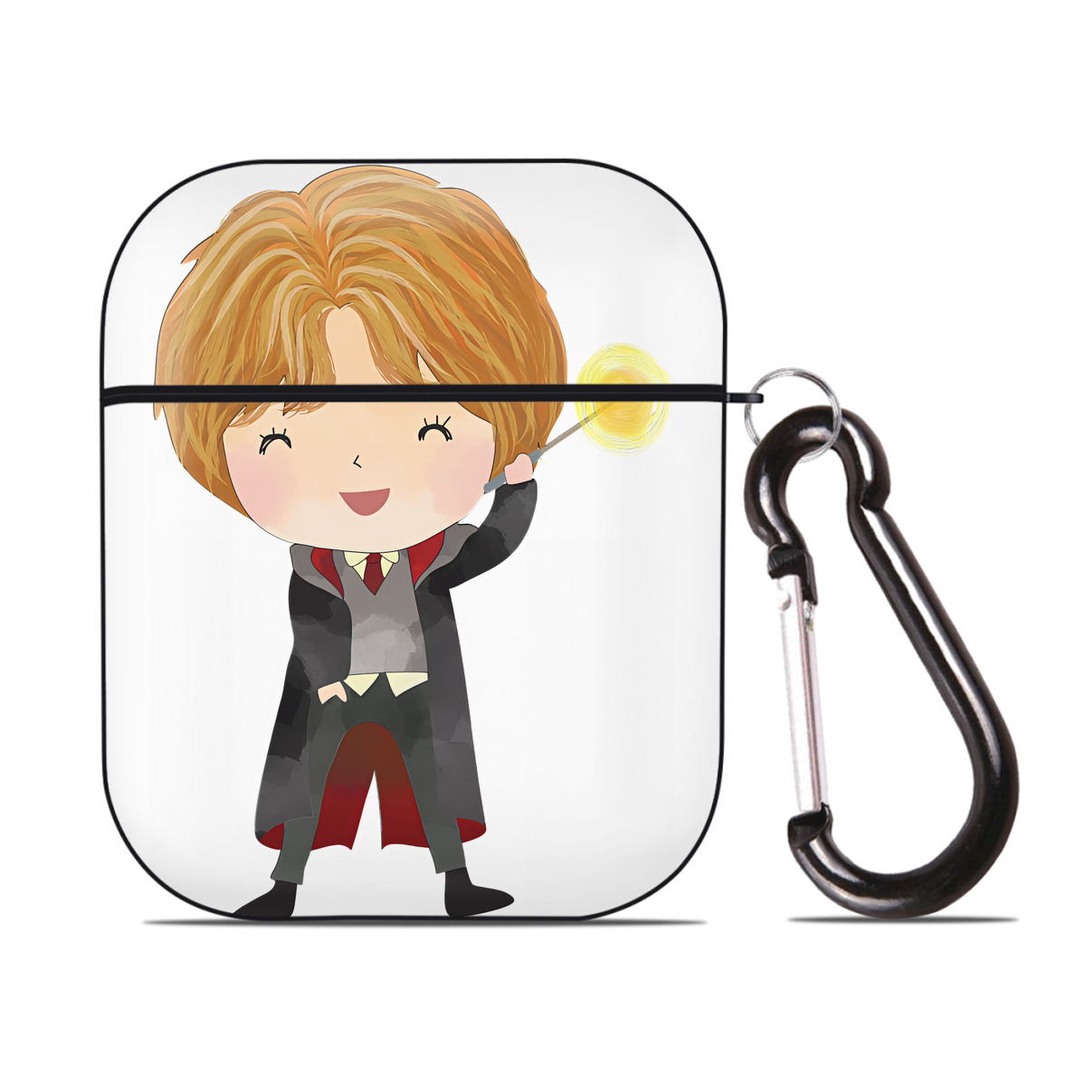 （画像用） Harry Potter ハリー・ポッターシリーズ AirPods 第2世代保護ケース ハードシェル ブラック 耐衝撃・防指紋・カラビナ付き