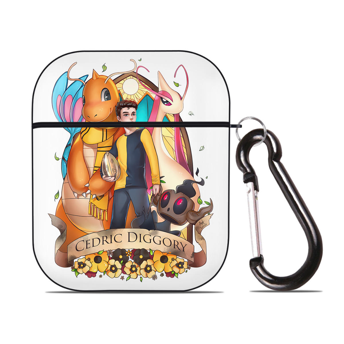 （画像用） Harry Potter ハリー・ポッターシリーズ AirPods 第2世代保護ケース ハードシェル ブラック 耐衝撃・防指紋・カラビナ付き