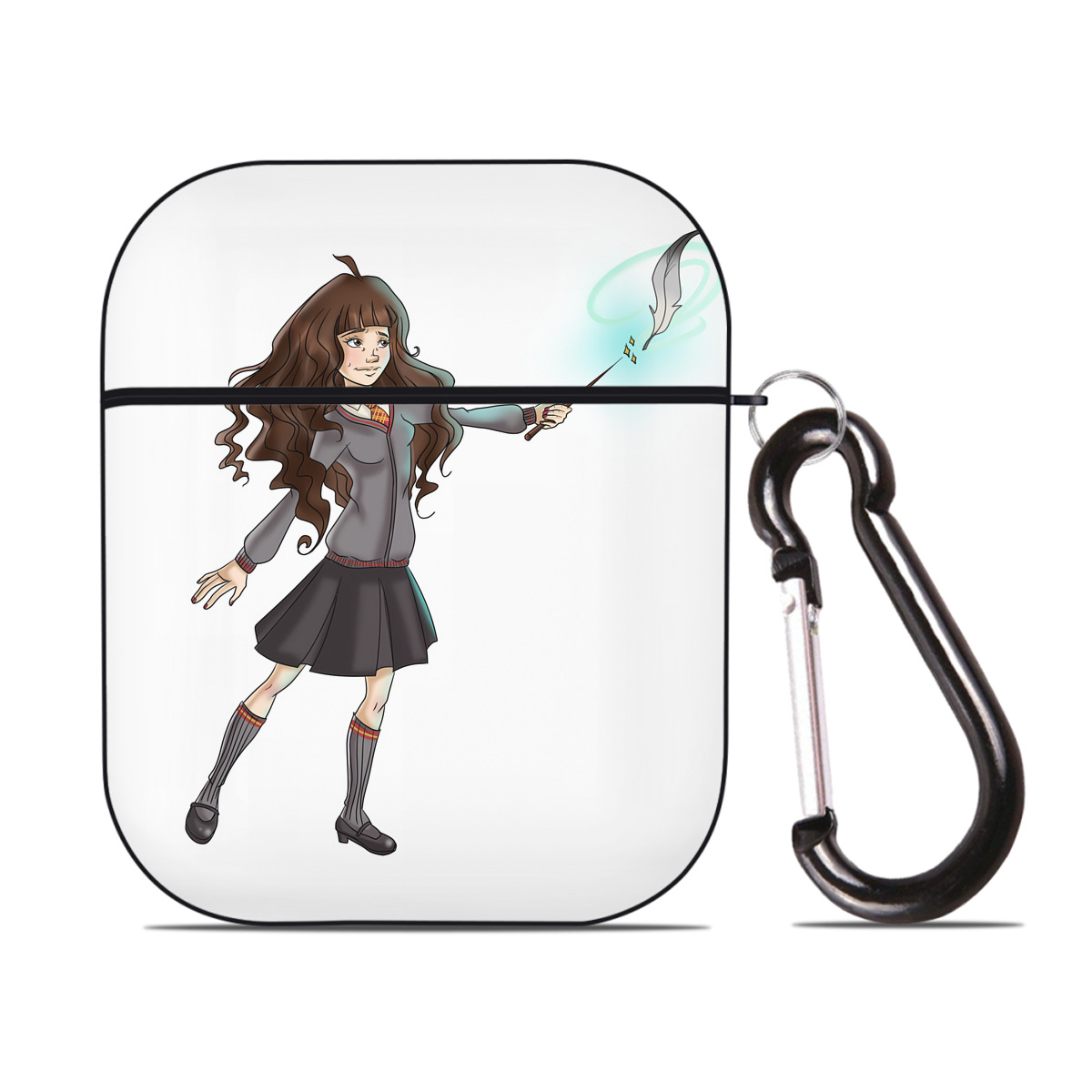 （画像用） Harry Potter ハリー・ポッターシリーズ AirPods 第2世代保護ケース ハードシェル ブラック 耐衝撃・防指紋・カラビナ付き