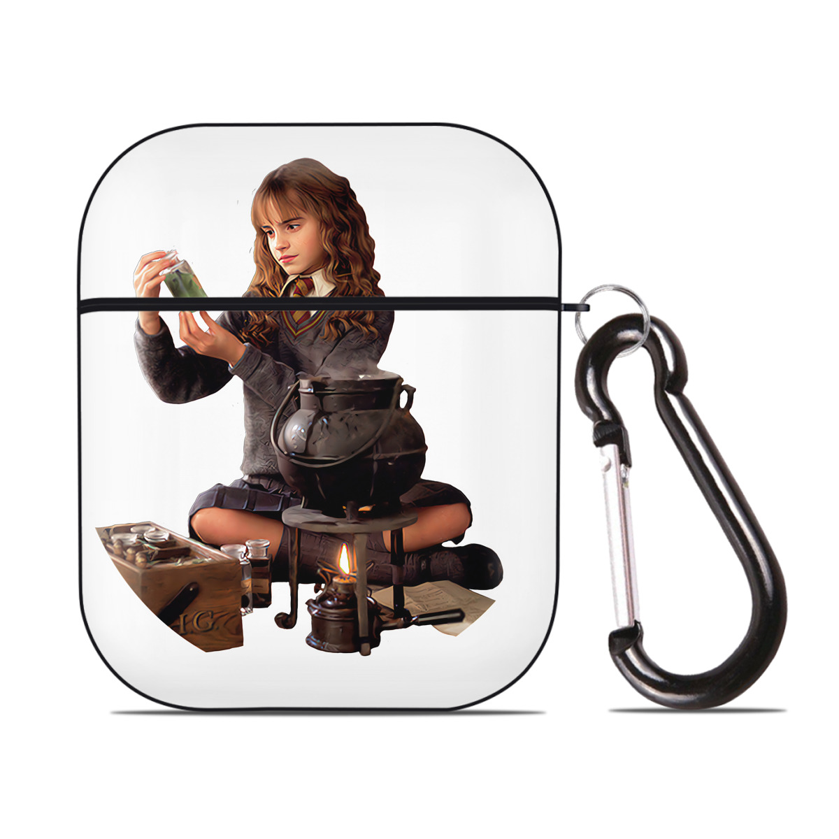 （画像用） Harry Potter ハリー・ポッターシリーズ AirPods 第2世代保護ケース ハードシェル ブラック 耐衝撃・防指紋・カラビナ付き
