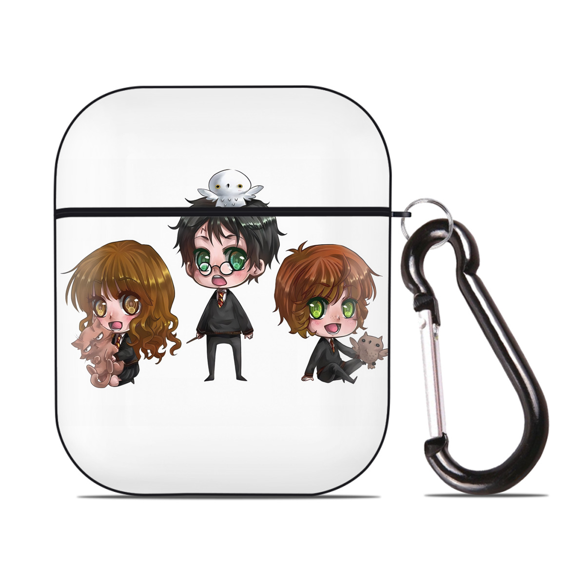 （画像用） Harry Potter ハリー・ポッターシリーズ AirPods 第2世代保護ケース ハードシェル ブラック 耐衝撃・防指紋・カラビナ付き
