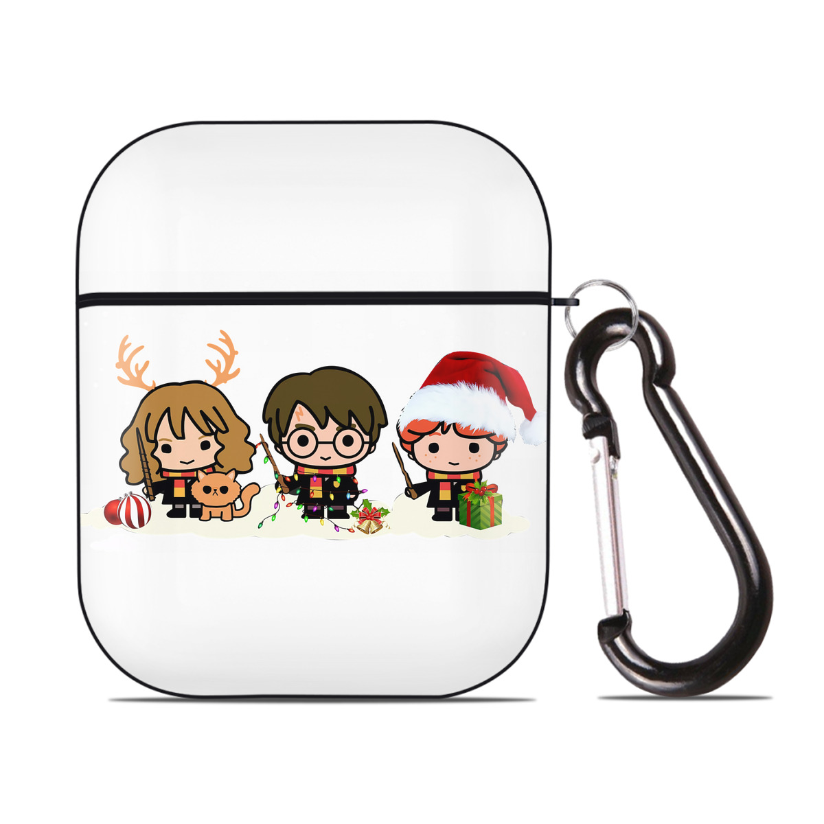 （画像用） Harry Potter ハリー・ポッターシリーズ AirPods 第2世代保護ケース ハードシェル ブラック 耐衝撃・防指紋・カラビナ付き
