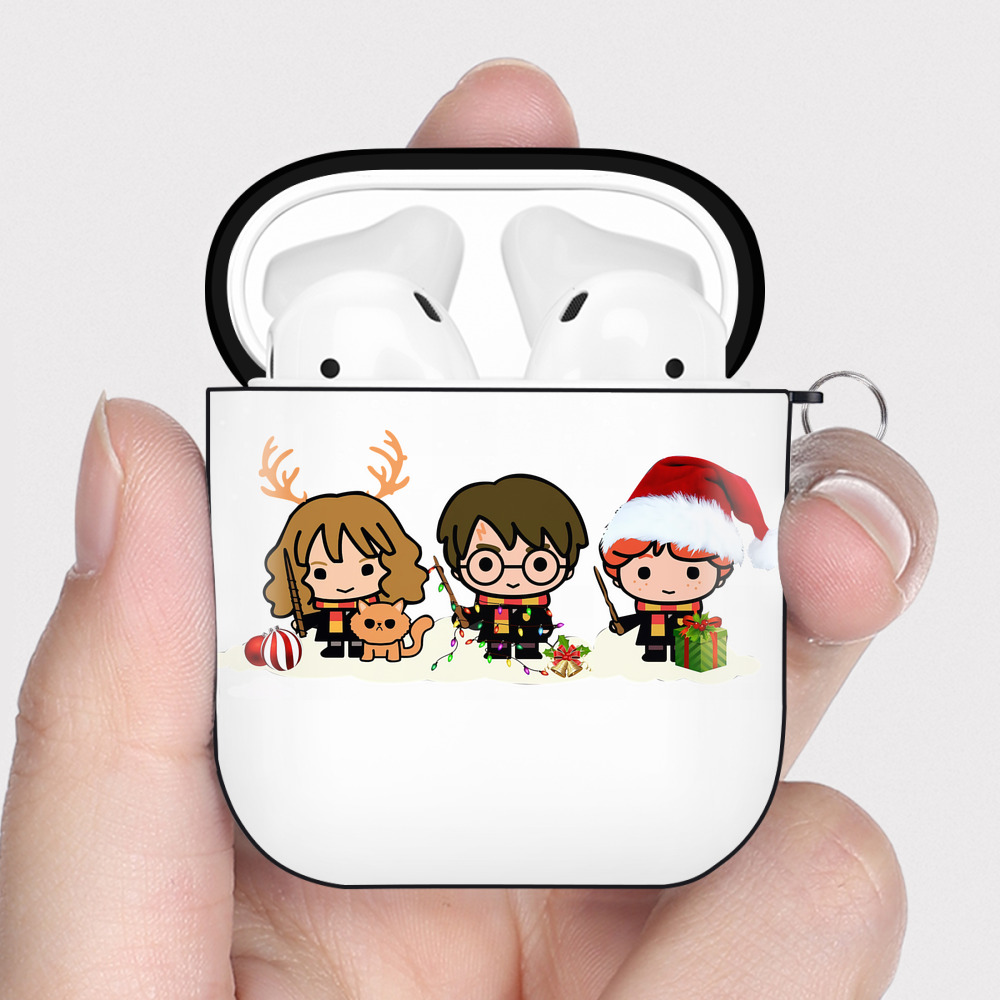 （画像用） Harry Potter ハリー・ポッターシリーズ AirPods 第2世代保護ケース ハードシェル ブラック 耐衝撃・防指紋・カラビナ付き