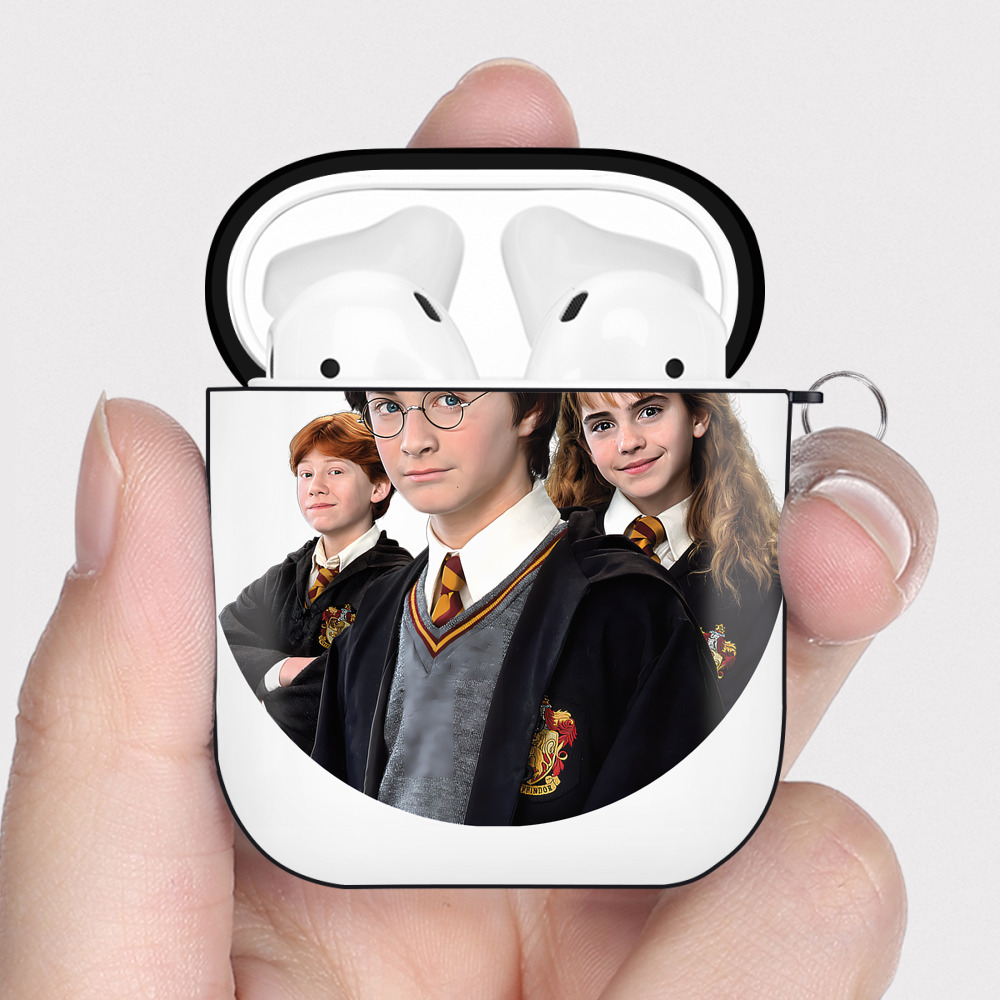 （画像用） Harry Potter ハリー・ポッターシリーズ AirPods 第2世代保護ケース ハードシェル ブラック 耐衝撃・防指紋・カラビナ付き