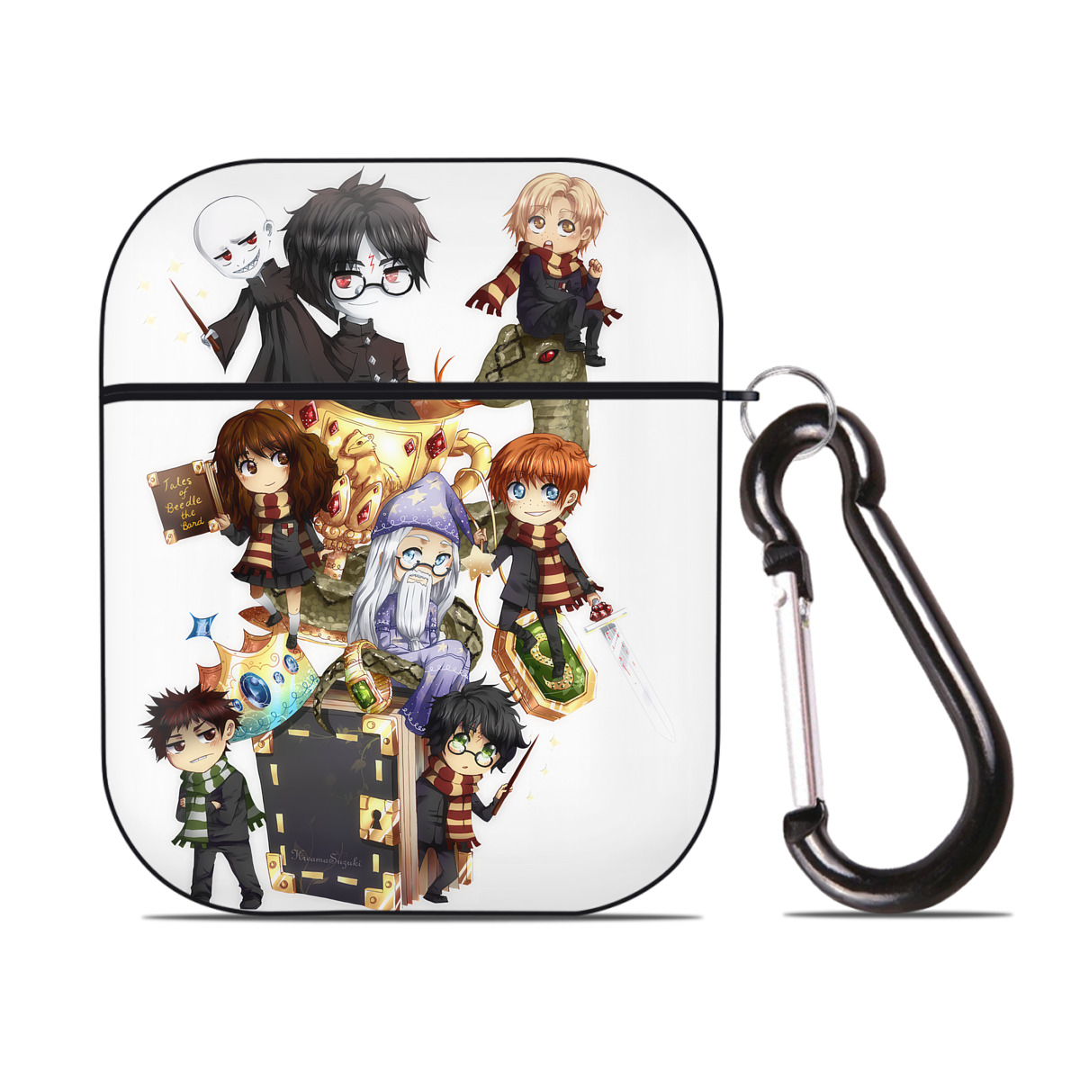 （画像用） Harry Potter ハリー・ポッターシリーズ AirPods 第2世代保護ケース ハードシェル ブラック 耐衝撃・防指紋・カラビナ付き
