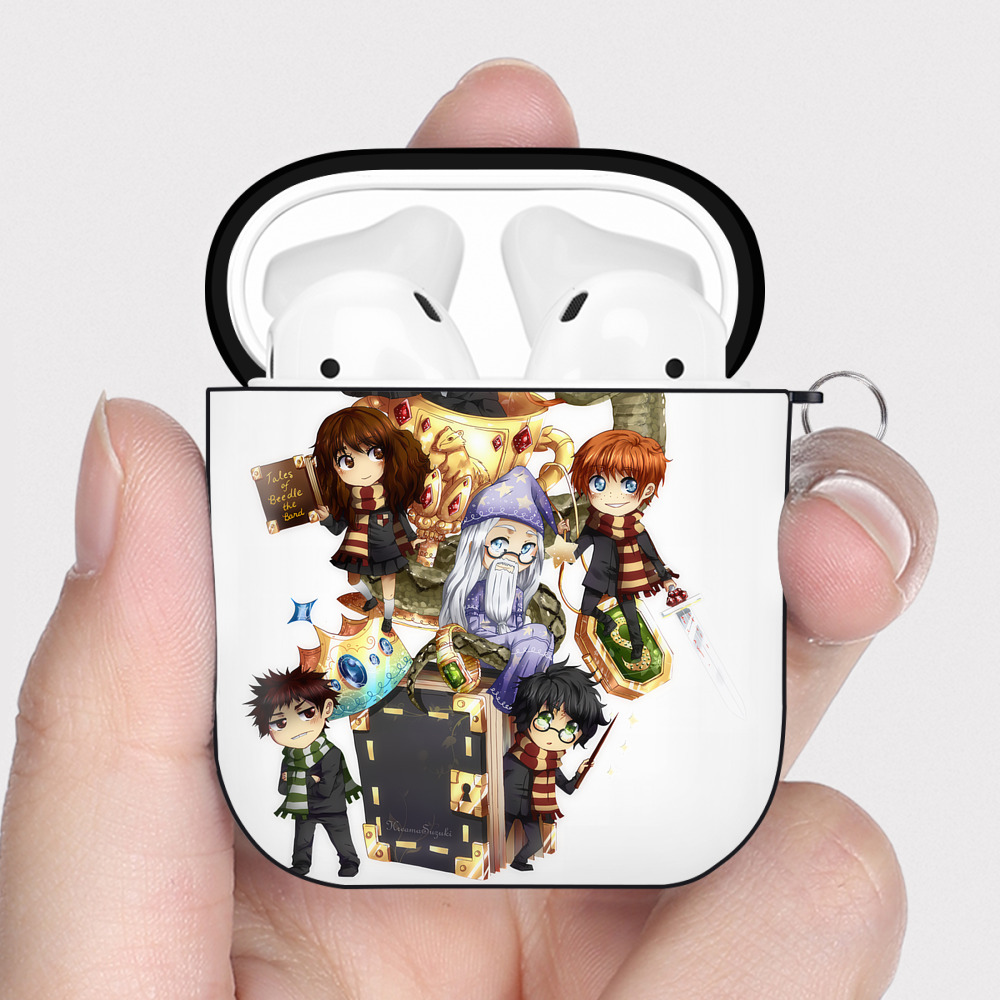 （画像用） Harry Potter ハリー・ポッターシリーズ AirPods 第2世代保護ケース ハードシェル ブラック 耐衝撃・防指紋・カラビナ付き