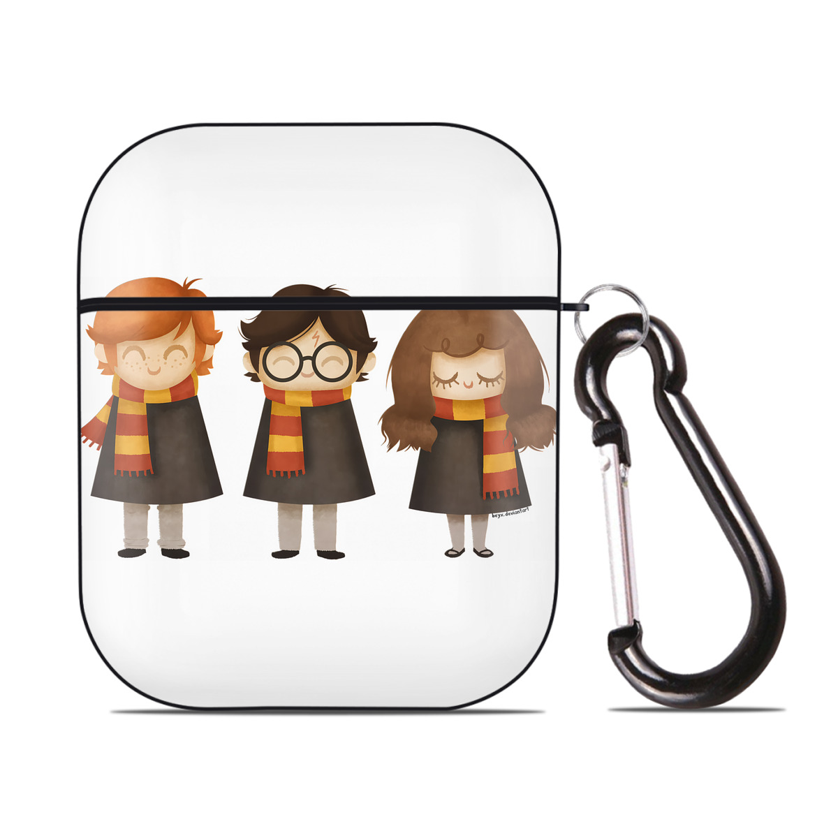 （画像用） Harry Potter ハリー・ポッターシリーズ AirPods 第2世代保護ケース ハードシェル ブラック 耐衝撃・防指紋・カラビナ付き