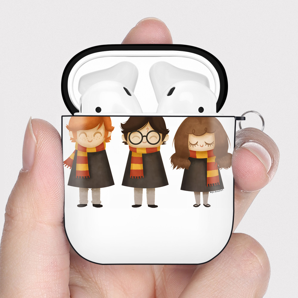 （画像用） Harry Potter ハリー・ポッターシリーズ AirPods 第2世代保護ケース ハードシェル ブラック 耐衝撃・防指紋・カラビナ付き