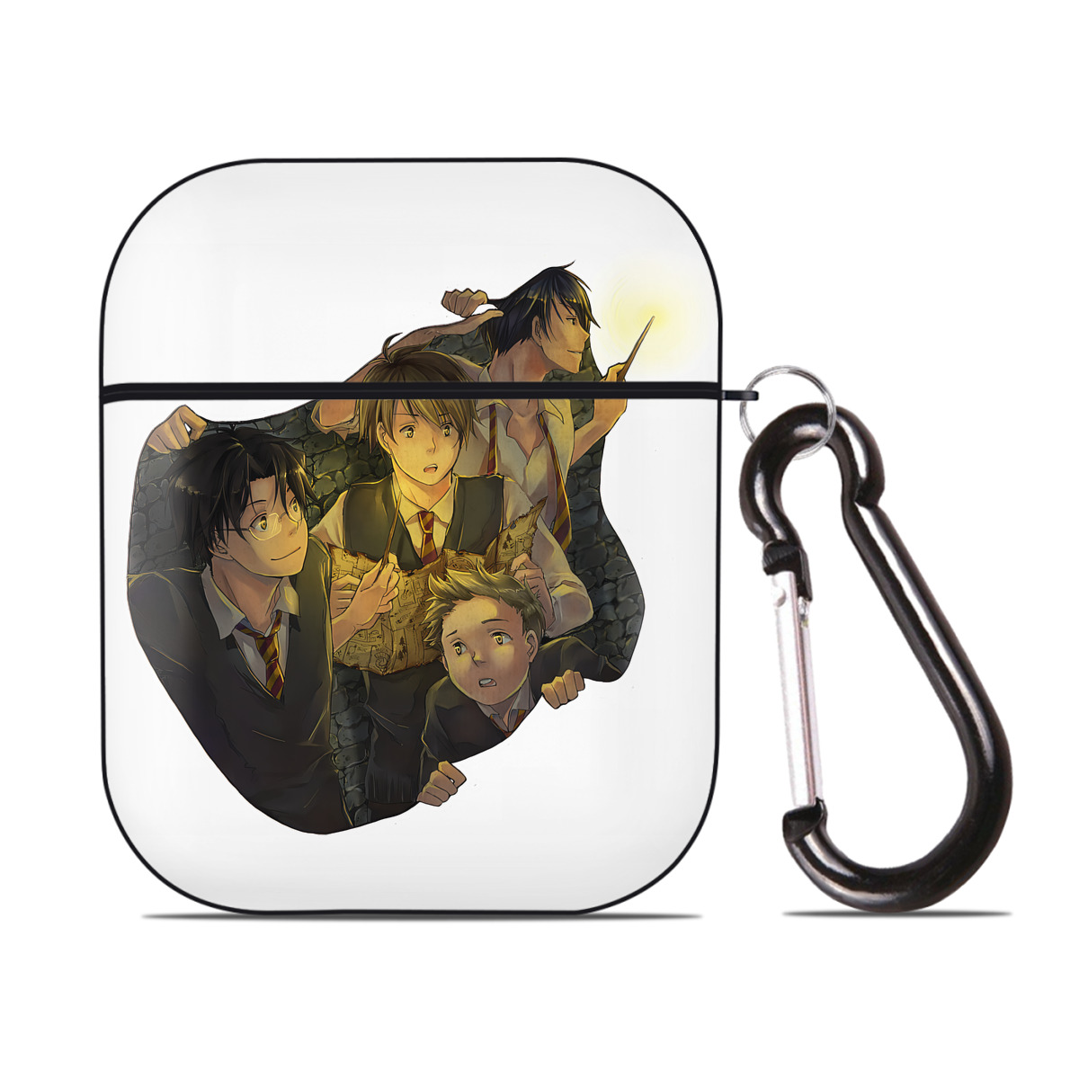 （画像用） Harry Potter ハリー・ポッターシリーズ AirPods 第2世代保護ケース ハードシェル ブラック 耐衝撃・防指紋・カラビナ付き