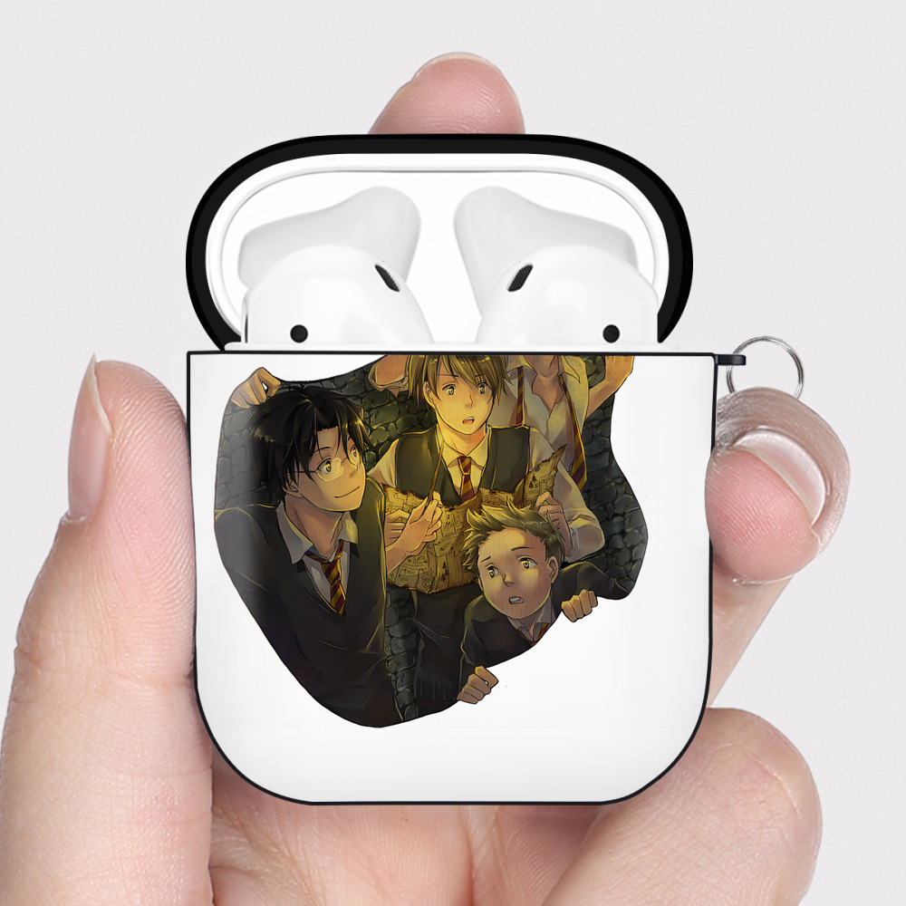 （画像用） Harry Potter ハリー・ポッターシリーズ AirPods 第2世代保護ケース ハードシェル ブラック 耐衝撃・防指紋・カラビナ付き
