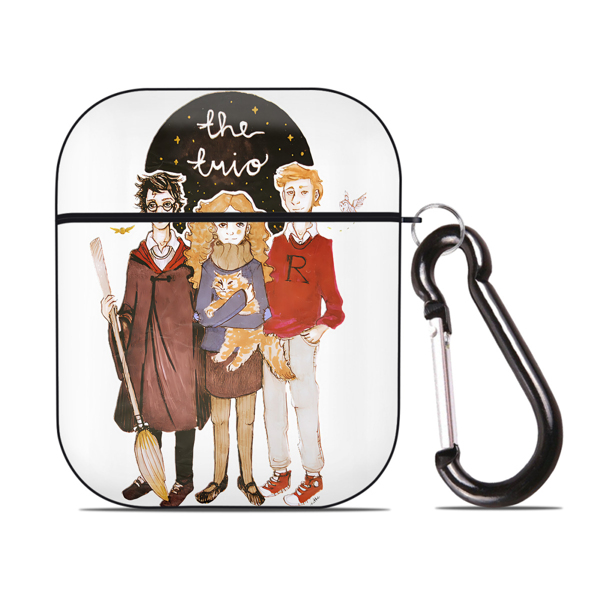 （画像用） Harry Potter ハリー・ポッターシリーズ AirPods 第2世代保護ケース ハードシェル ブラック 耐衝撃・防指紋・カラビナ付き