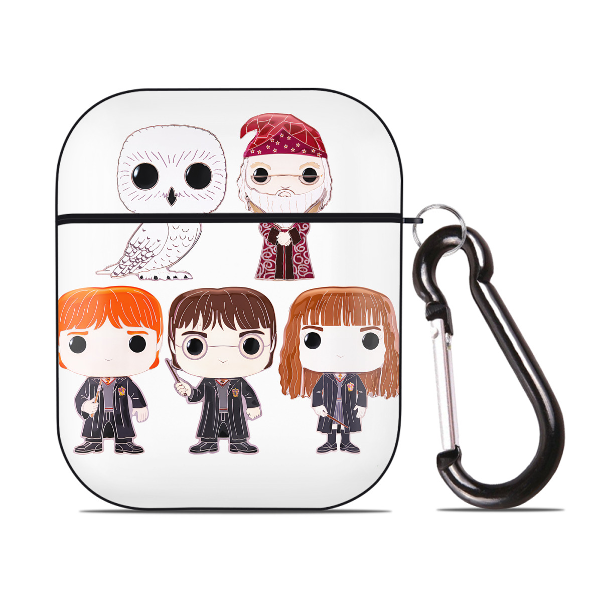 （画像用） Harry Potter ハリー・ポッターシリーズ AirPods 第2世代保護ケース ハードシェル ブラック 耐衝撃・防指紋・カラビナ付き