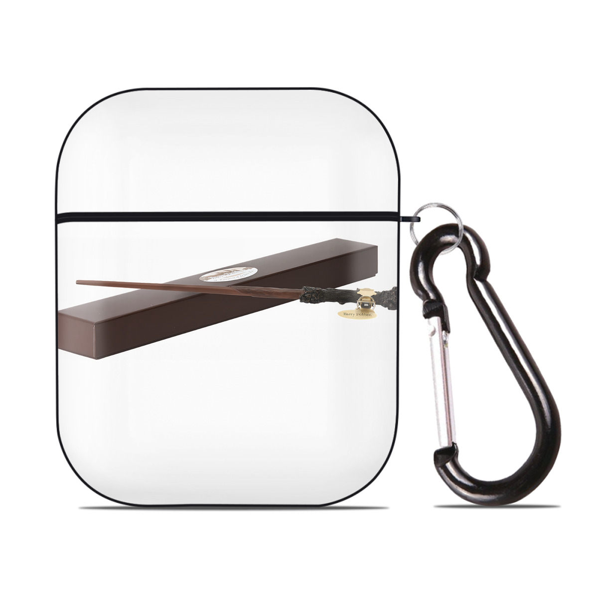 （画像用） Harry Potter ハリー・ポッターシリーズ AirPods 第2世代保護ケース ハードシェル ブラック 耐衝撃・防指紋・カラビナ付き