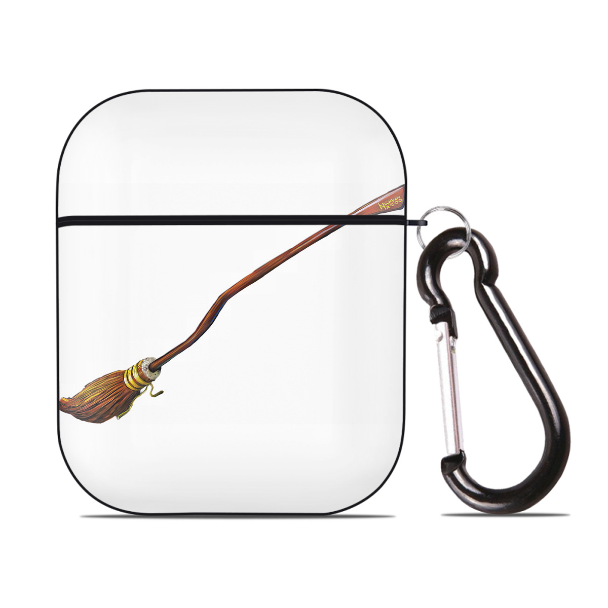 （画像用） Harry Potter ハリー・ポッターシリーズ AirPods 第2世代保護ケース ハードシェル ブラック 耐衝撃・防指紋・カラビナ付き