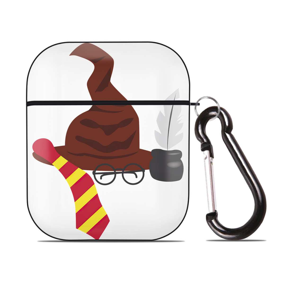 （画像用） Harry Potter ハリー・ポッターシリーズ AirPods 第2世代保護ケース ハードシェル ブラック 耐衝撃・防指紋・カラビナ付き