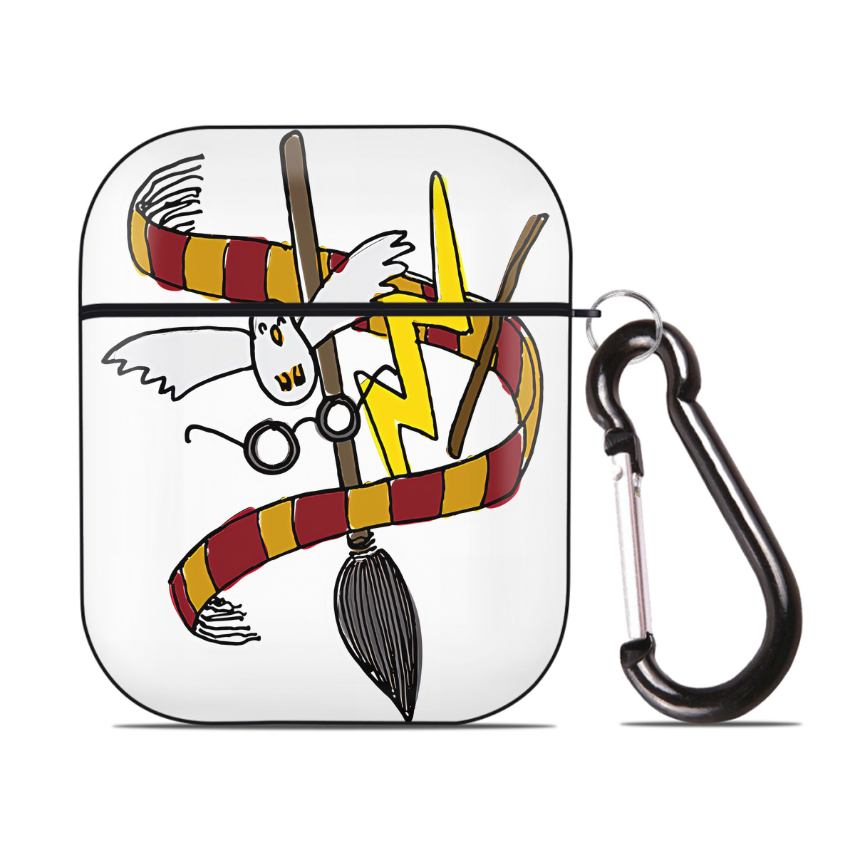 （画像用） Harry Potter ハリー・ポッターシリーズ AirPods 第2世代保護ケース ハードシェル ブラック 耐衝撃・防指紋・カラビナ付き