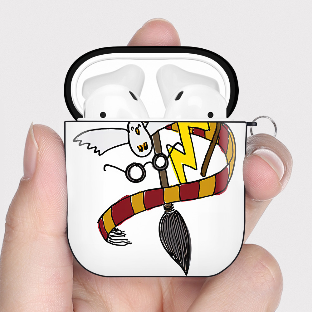 （画像用） Harry Potter ハリー・ポッターシリーズ AirPods 第2世代保護ケース ハードシェル ブラック 耐衝撃・防指紋・カラビナ付き