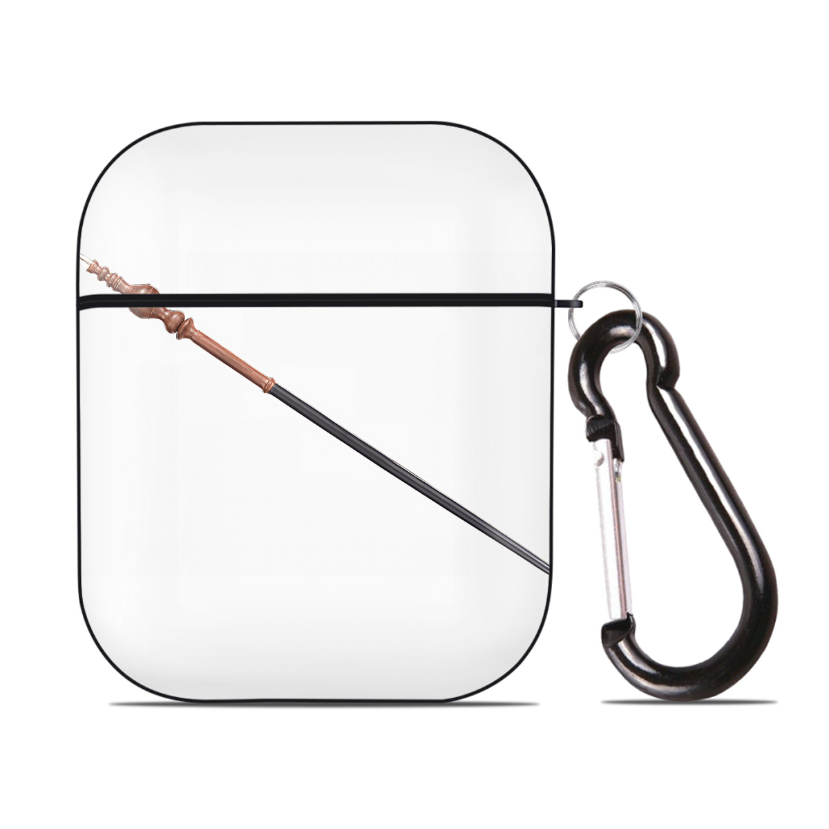 （画像用） Harry Potter ハリー・ポッターシリーズ AirPods 第2世代保護ケース ハードシェル ブラック 耐衝撃・防指紋・カラビナ付き