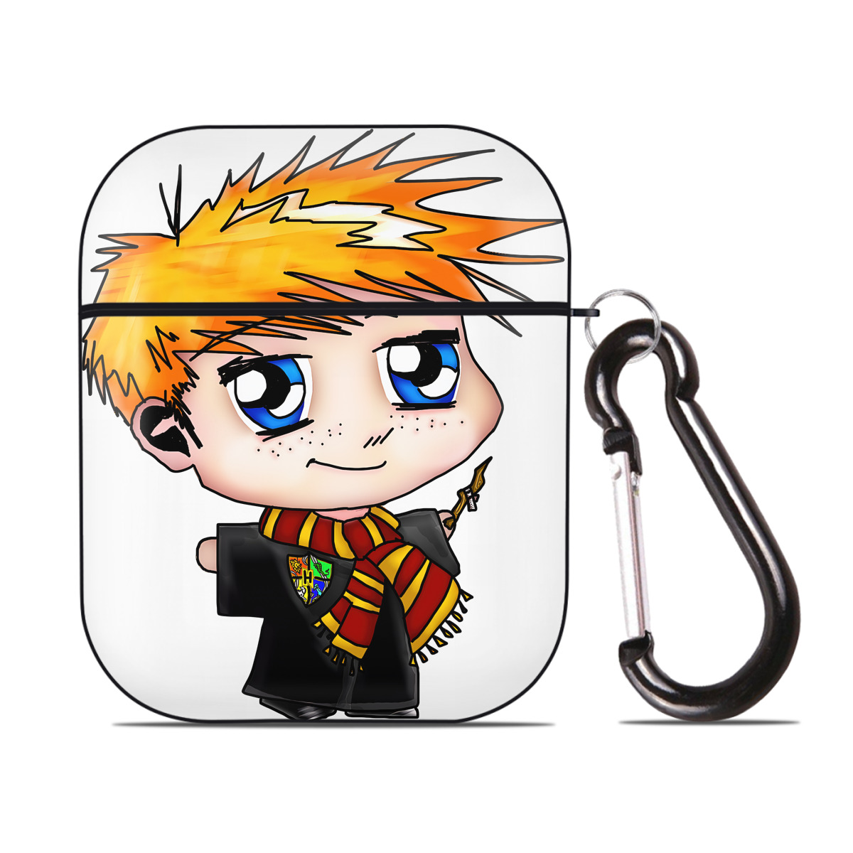 （画像用） Harry Potter ハリー・ポッターシリーズ AirPods 第2世代保護ケース ハードシェル ブラック 耐衝撃・防指紋・カラビナ付き