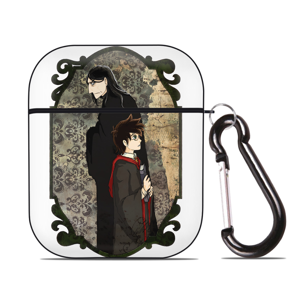 （画像用） Harry Potter ハリー・ポッターシリーズ AirPods 第2世代保護ケース ハードシェル ブラック 耐衝撃・防指紋・カラビナ付き