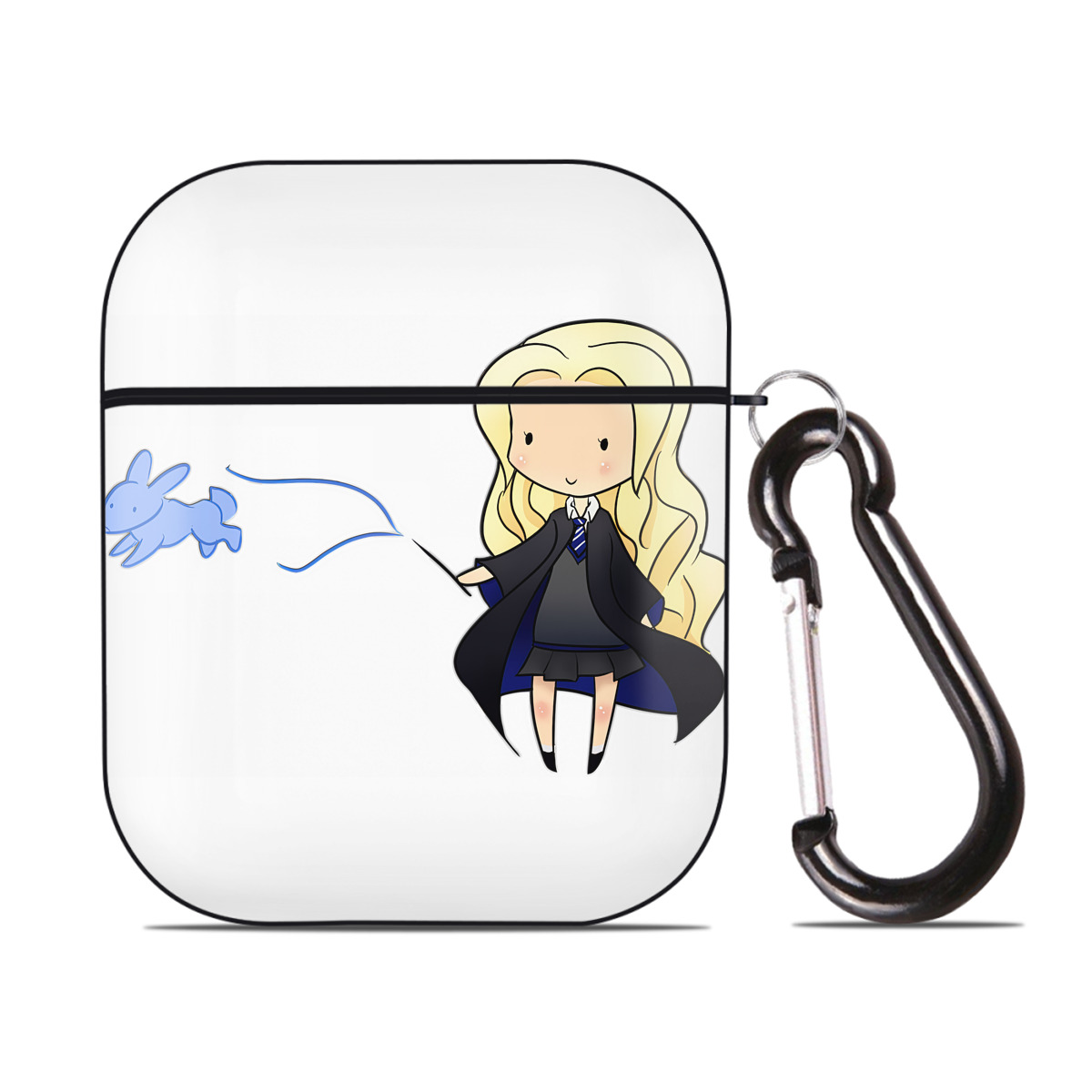 （画像用） Harry Potter ハリー・ポッターシリーズ AirPods 第2世代保護ケース ハードシェル ブラック 耐衝撃・防指紋・カラビナ付き