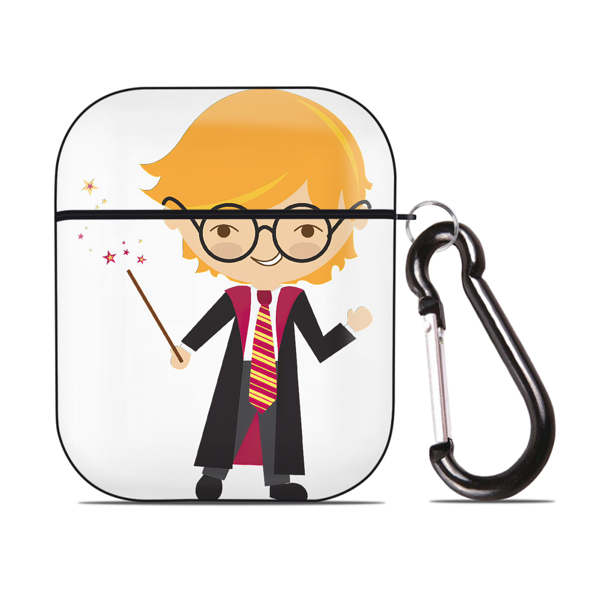（画像用） Harry Potter ハリー・ポッターシリーズ AirPods 第2世代保護ケース ハードシェル ブラック 耐衝撃・防指紋・カラビナ付き