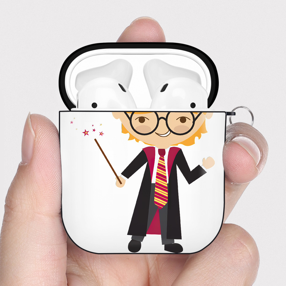 （画像用） Harry Potter ハリー・ポッターシリーズ AirPods 第2世代保護ケース ハードシェル ブラック 耐衝撃・防指紋・カラビナ付き