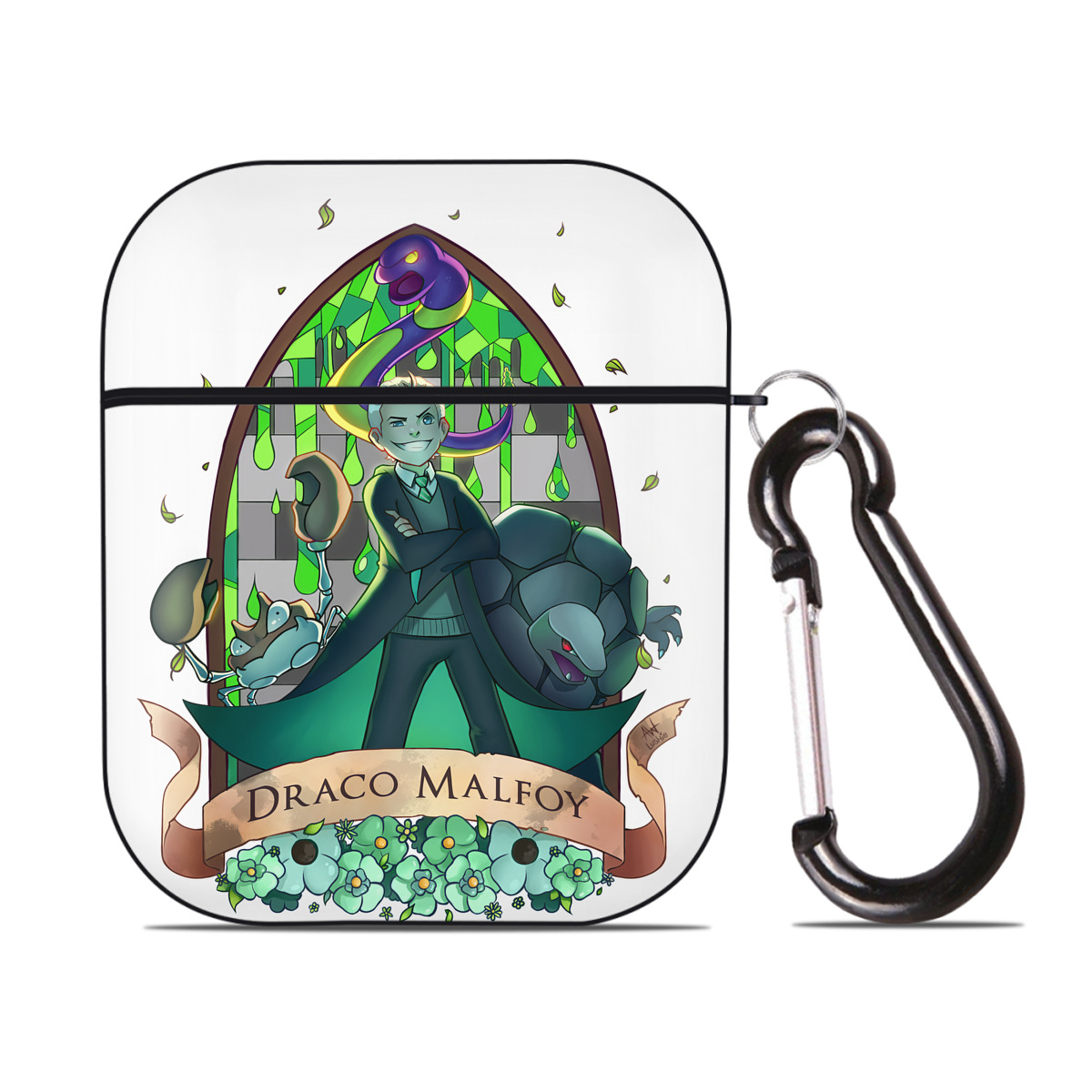 （画像用） Harry Potter ハリー・ポッターシリーズ AirPods 第2世代保護ケース ハードシェル ブラック 耐衝撃・防指紋・カラビナ付き