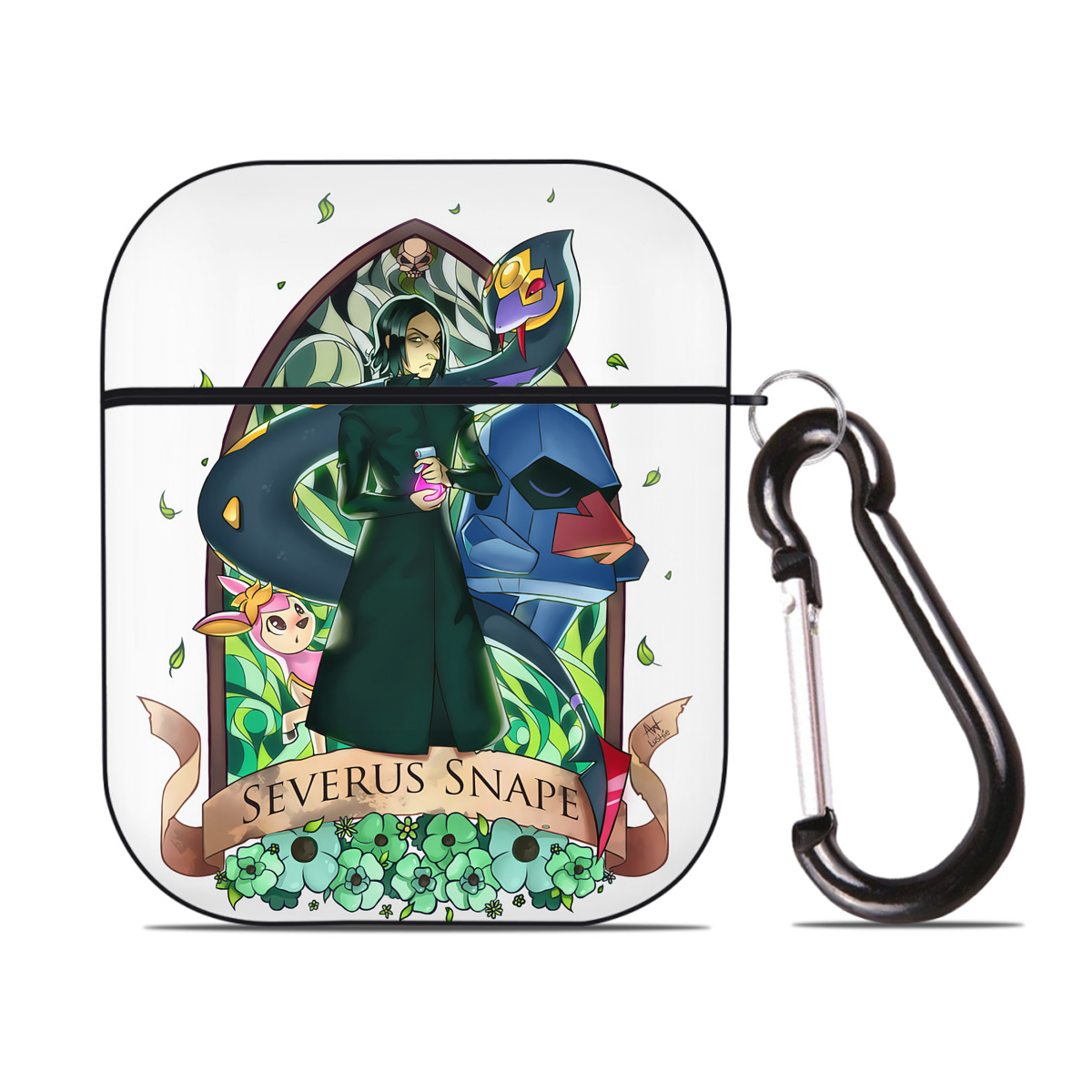 （画像用） Harry Potter ハリー・ポッターシリーズ AirPods 第2世代保護ケース ハードシェル ブラック 耐衝撃・防指紋・カラビナ付き