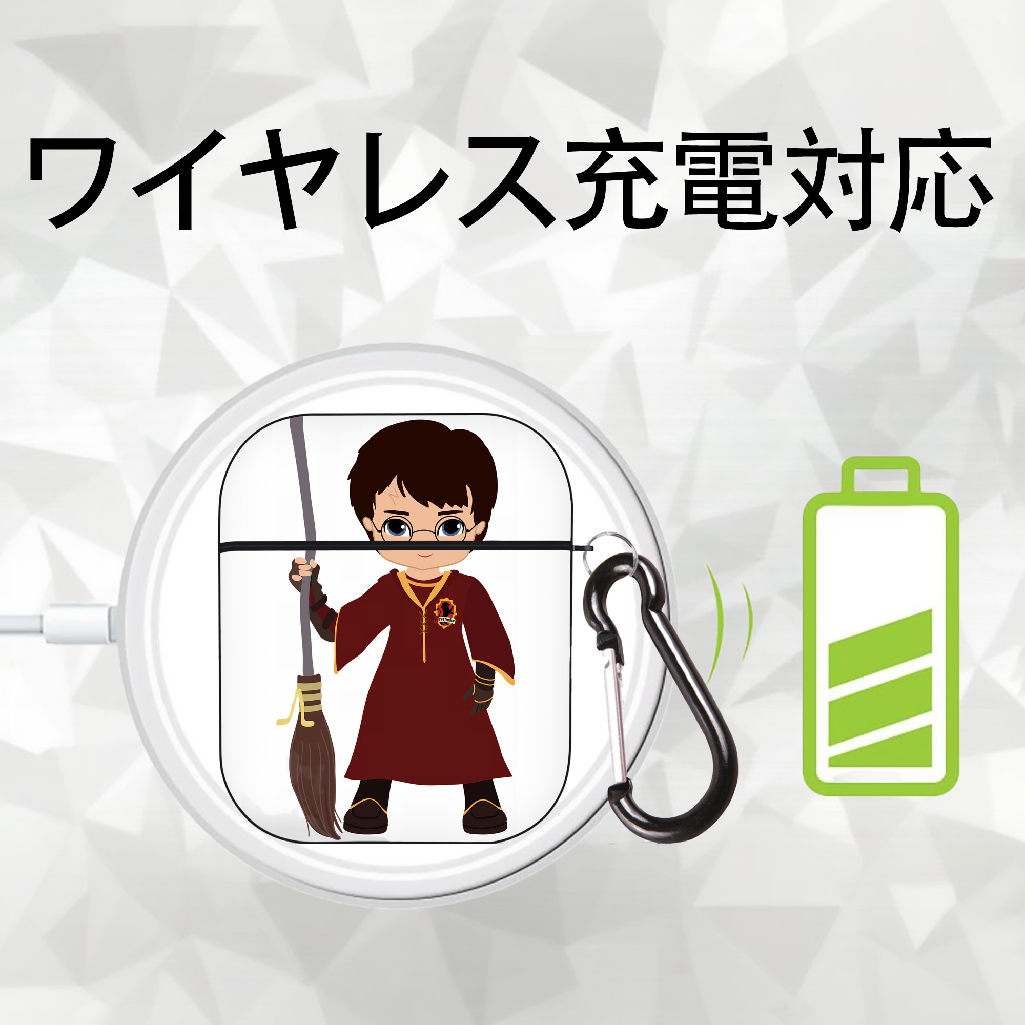 Harry Potter ハリー・ポッターシリーズ AirPods 第2世代保護ケース ハードシェル ブラック 耐衝撃・防指紋・カラビナ付き