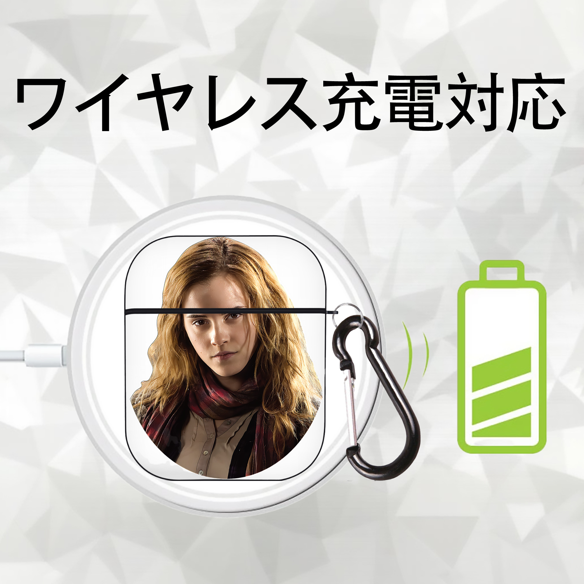 Harry Potter ハリー・ポッターシリーズ AirPods 第2世代保護ケース ハードシェル ブラック 耐衝撃・防指紋・カラビナ付き