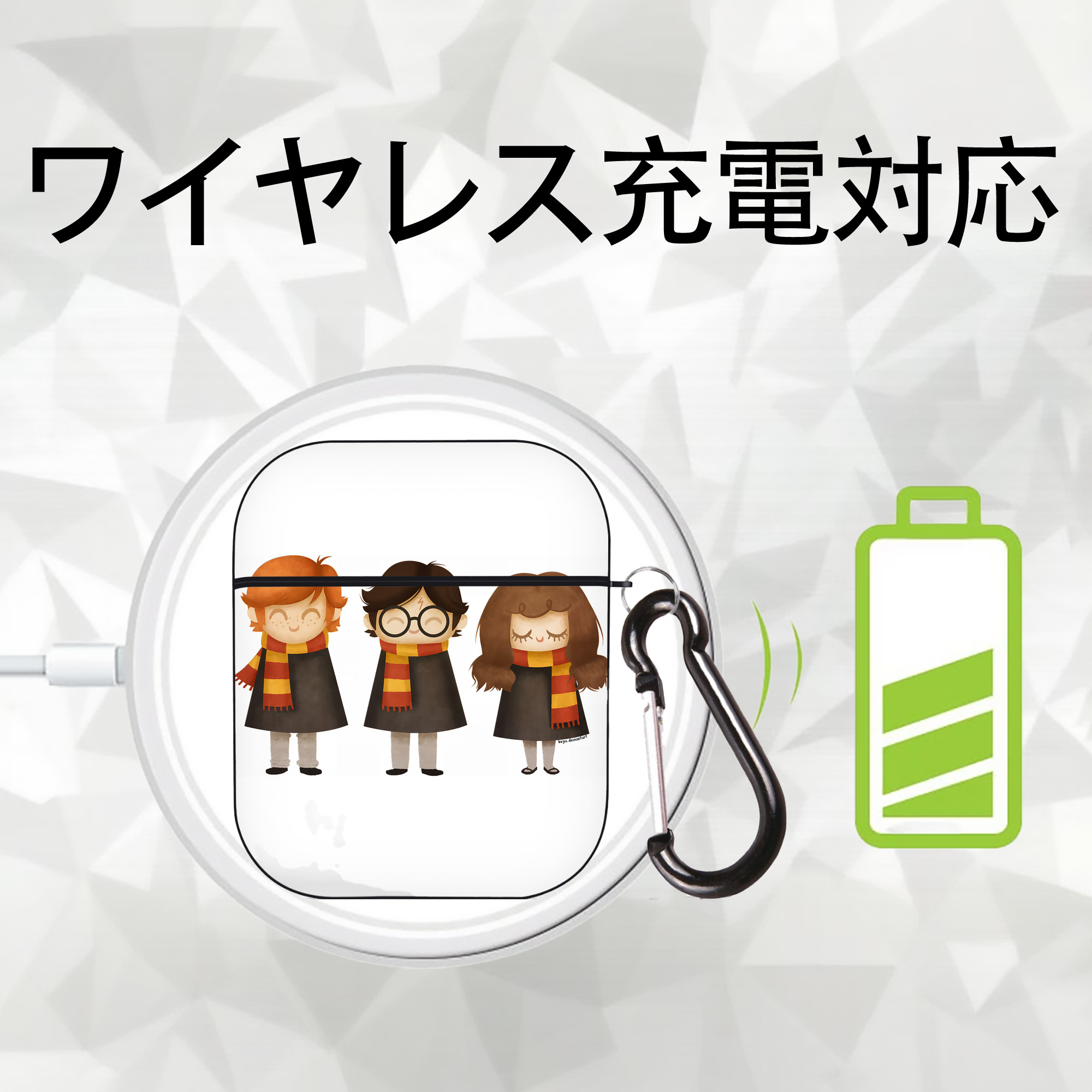 Harry Potter ハリー・ポッターシリーズ AirPods 第2世代保護ケース ハードシェル ブラック 耐衝撃・防指紋・カラビナ付き