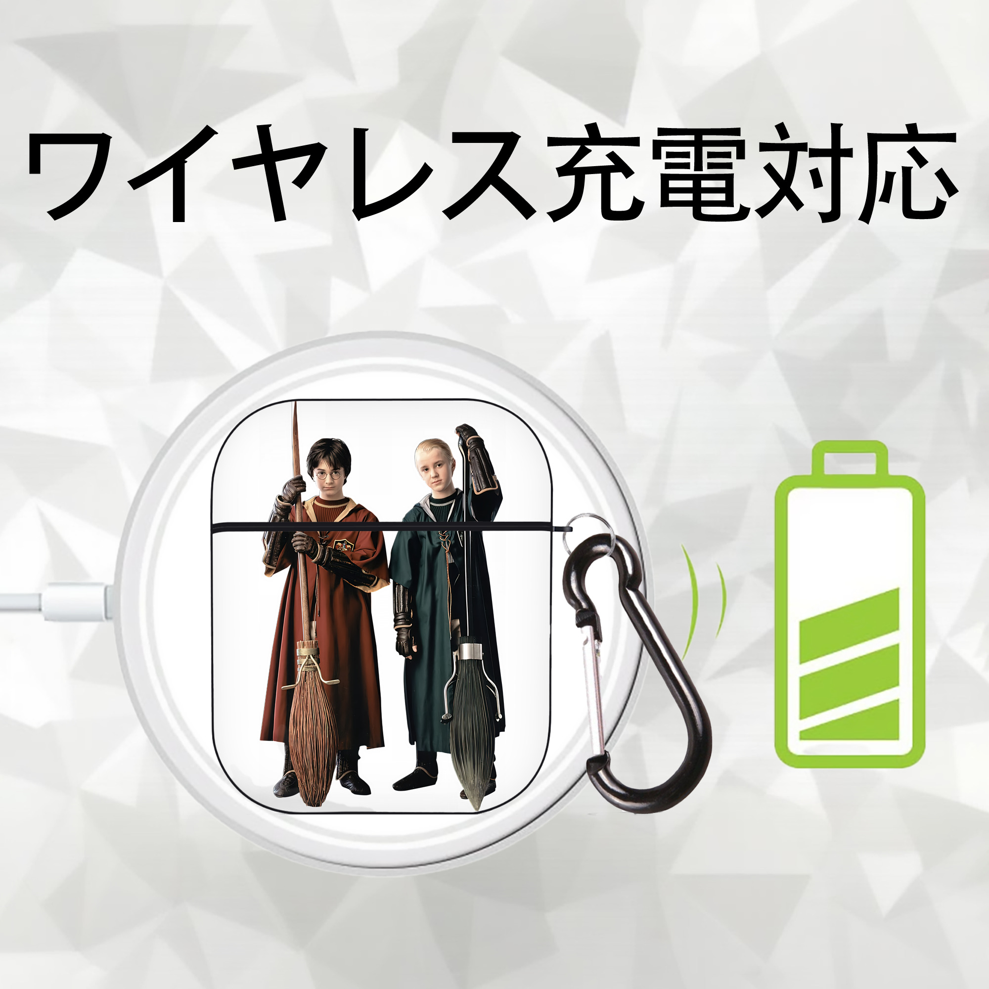 Harry Potter ハリー・ポッターシリーズ AirPods 第2世代保護ケース ハードシェル ブラック 耐衝撃・防指紋・カラビナ付き