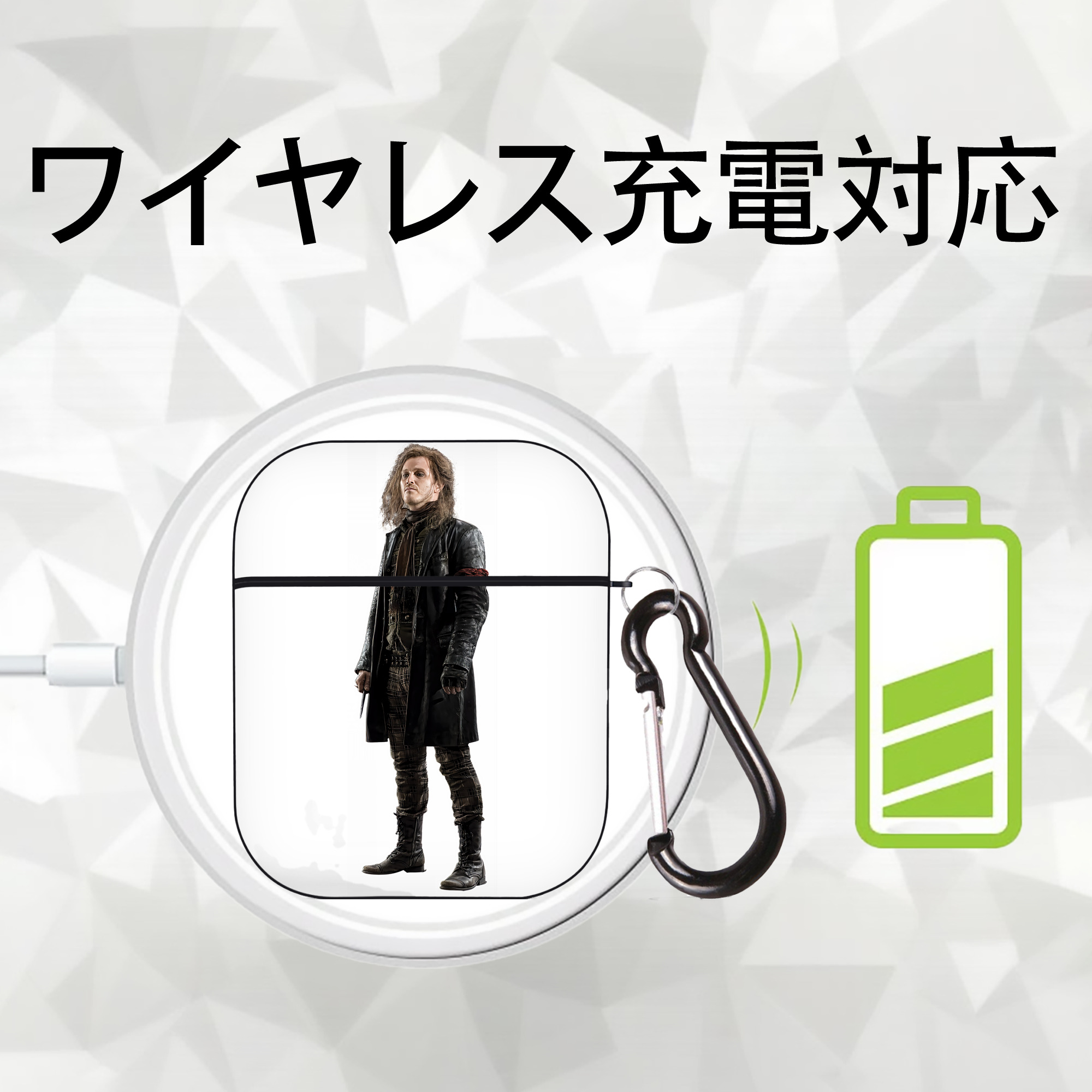 Harry Potter ハリー・ポッターシリーズ AirPods 第2世代保護ケース ハードシェル ブラック 耐衝撃・防指紋・カラビナ付き