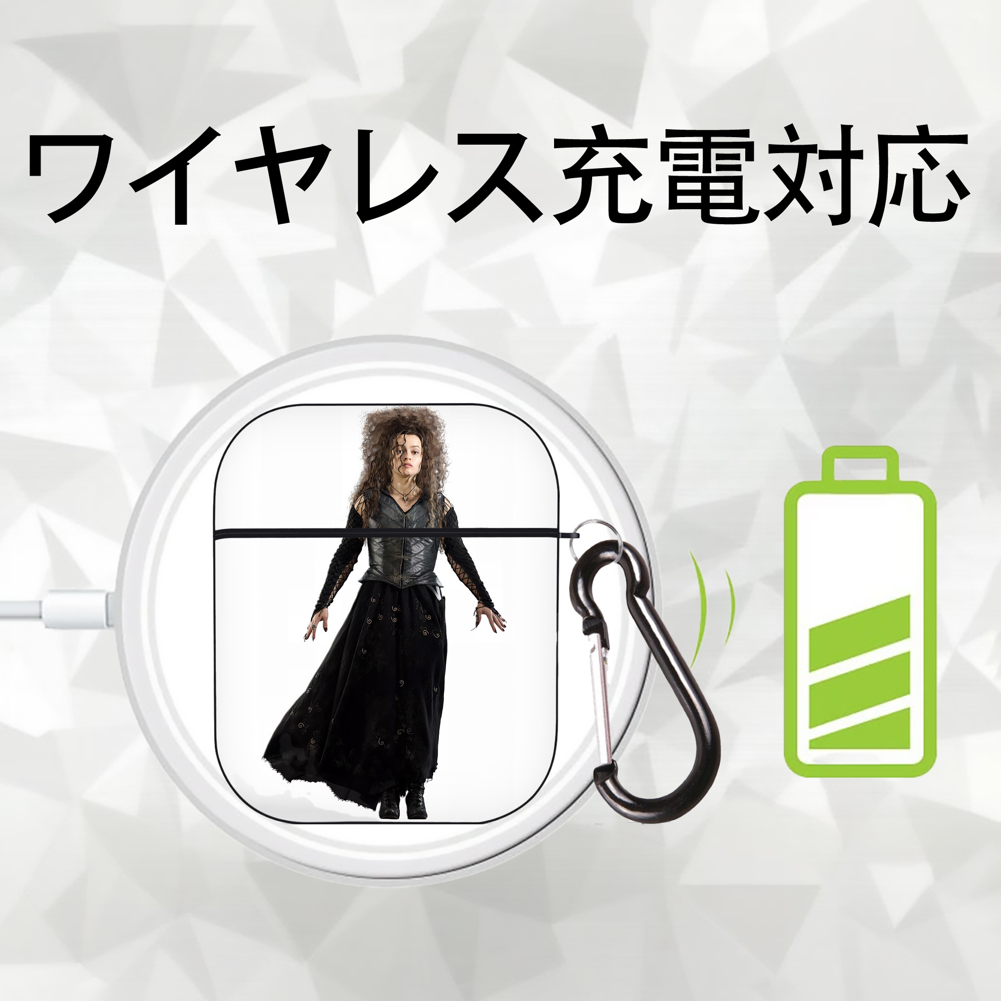 Harry Potter ハリー・ポッターシリーズ AirPods 第2世代保護ケース ハードシェル ブラック 耐衝撃・防指紋・カラビナ付き